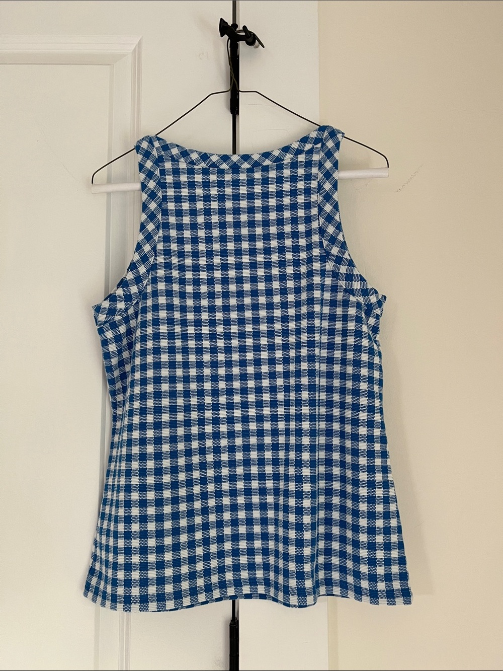 Ann Taylor Blue and White Gingham Sleeveless Tank - Picture 2 of 5